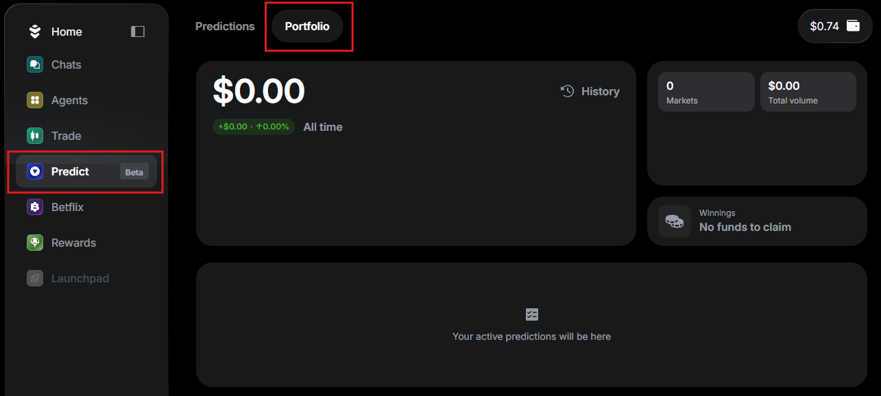 View and manage your Predictions portfolio in Warden